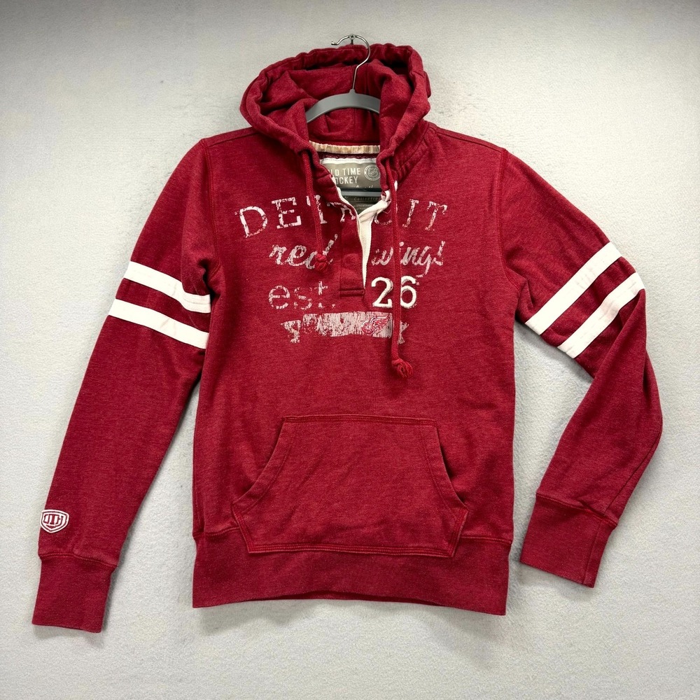 Detroit Red Wings Hoodie Womens Medium Red Old Time Hockey NHL Ice Hockey Sports